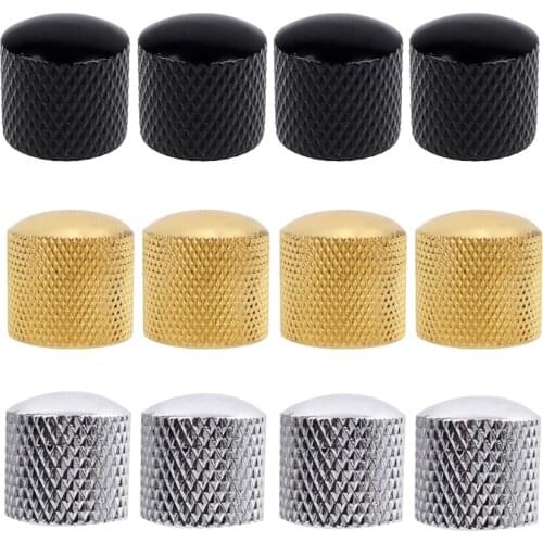 4 Pcs Metal Electric Guitar Volume Tone Control Knobs Buttons for Electric Guitar Bass Potentiometer 16 x 17mm