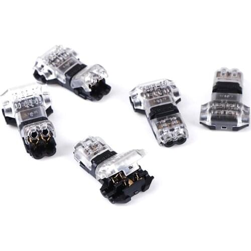 5Pcs/lot Universal Compact Wire Wiring Connector T Shape Conductor Terminal Block With Lever 2 Pin 2 Way 300v 10a