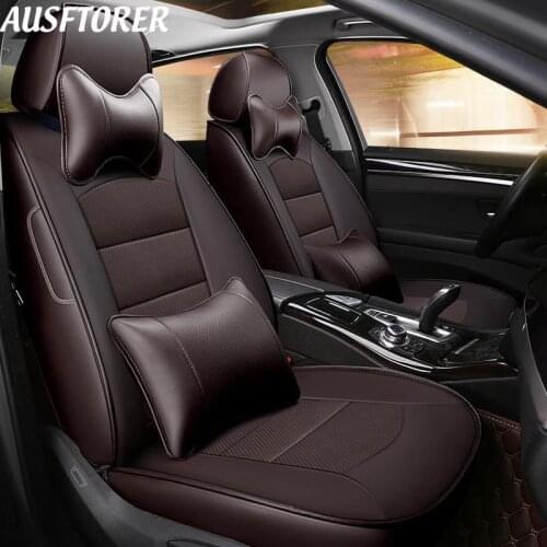 AUSFTORER Genuine Leather Cover Seats for Peugeot 308 SW Car Seat Covers Custom Cowhide 5 & 7 Seats Cushion Supports Accessories