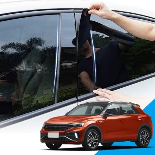 Car Styling Car Window Pillar Trim Sticker Middle BC Column Stickers External Auto Accessories For Volkswagen T-Roc 2017-2020
