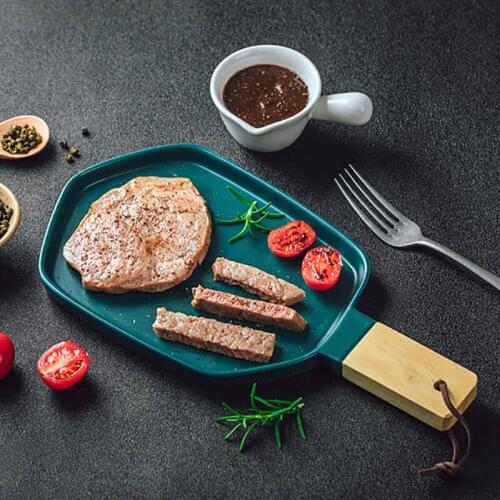 Nordic Art White Ceramic Western Food Steak Plate with Handle Simple Home Large Cake Dessert Ramen Sushi Plate Kitchen Tableware