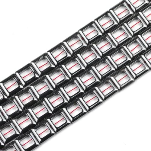 JHNBY Big hole Square Black Hematite 14MM Natural Stone Spacer Loose Beads For Jewelry Making Diy bracelets necklace accessories