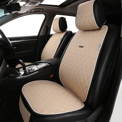 Large Size Flax Car Seat Cover Linen Front/Rear Seat Back Cushion Pad Mat for Auto Interior Truck Suv Van Universal size for car