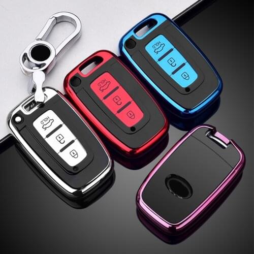 3 Button TPU Car Key Case Cover For Hyundai Solaris HB20 Veloster SR IX35 Accent Elantra i30 For KIA RIO Forte K2 K3 K5 Sportage