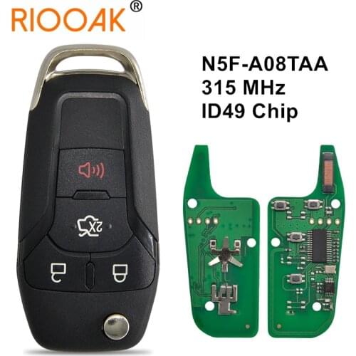 ID49 Chip 315 Mhz FCCID N5F-A08TAA Auto Smart Replace Flip Remote Control Key For Ford Escort Fusion 2013-2016