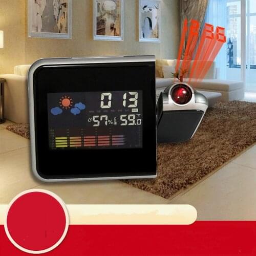 Digital Wall Projection Weather LCD Screen Snooze Alarm Dual Laser Rotatable Clock Color Display