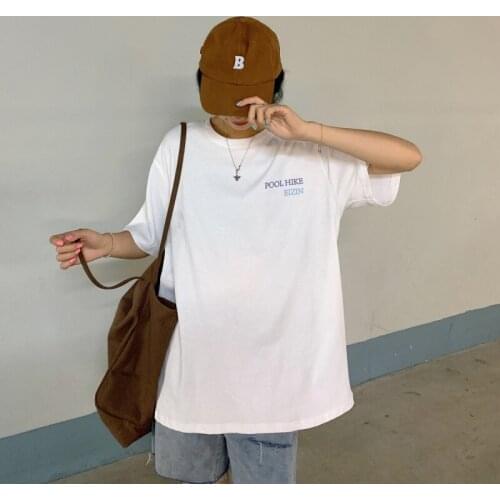 Short-sleeved T-shirt printing summer loose Korean style Hong Kong style half-sleeved top all-match loose