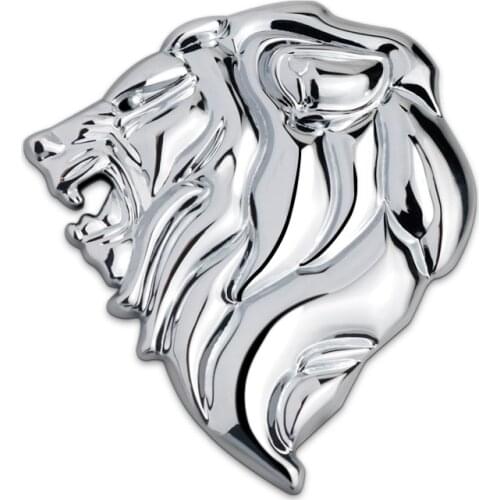 Chrome Metal Lion Head 3D Emblem Totem Badge Car-Styling Car Body Sticker Power Symbol Left Right Top Quality Black Gold Silver