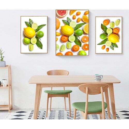 Orange Lemon Lime Fruit Kitchen Wall Art Canvas Painting Nordic HD Posters And Prints Modern Wall Pictures For Living Room Decor