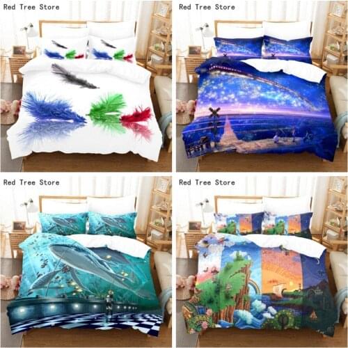 Cartoon Pattern Kids Children Bedding Set Twin Full 135*200cm Size Duvet cover Bed Lines with Pillow Case 2/3pcs Quilt Bedcloth
