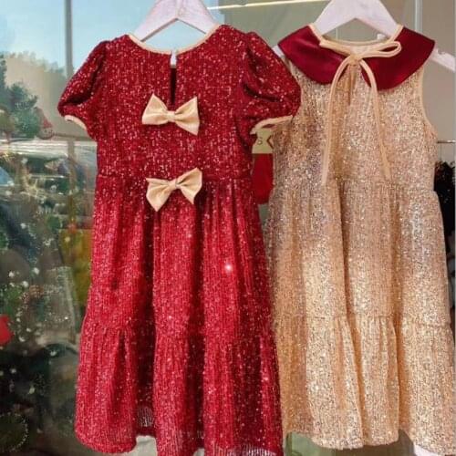Baby girl summer sequined embroidered sleeveless dress kids vintage birthday party wedding princess dress