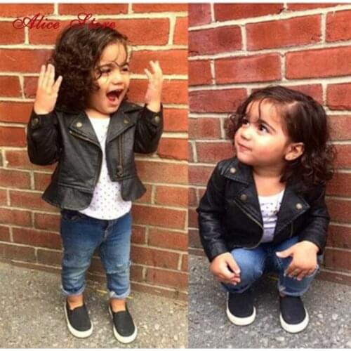 Fashion Baby Girls Leather Jackets PU Short Coat for Girl Outerwear Clothes Infant Baby Jacket High Quality Spring Newborn Coats