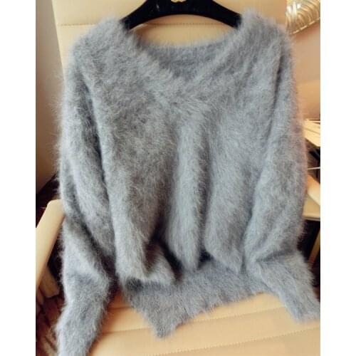 Soft Fluffy Angola New Style Genuine Mink Cashmere Sweater Women Mink Cashmere Free Shipping S1958