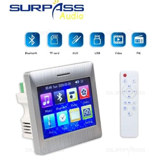 HiFi Music Controller Bluetooth USB TF FM Radio Mini Wall Amplifier With Touch Screen For Home or Hotel Use