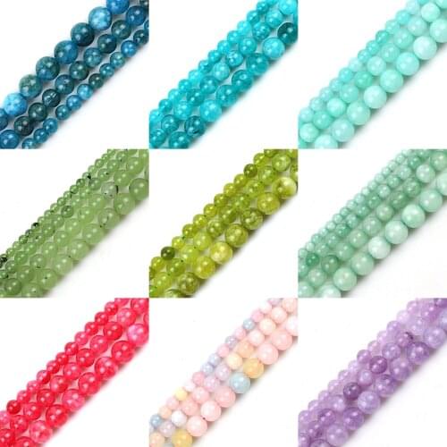 Natural Virid Angel Jades Stone Beads Round Loose Stone Beads For Jewelry Making DIY Bracelet Pick Size 4/6/8/10mm 15