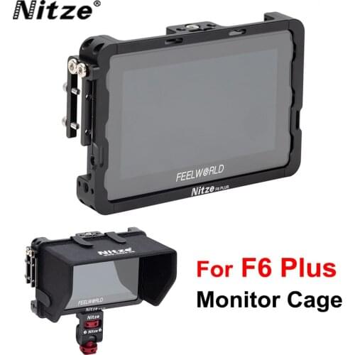 NITZE Monitor Cage Kit 5.5 inch with Sunshade Hood Cover for FEELWORLD F6 PLUS on Camera DSLR Field Monitor