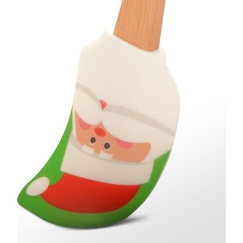 New Household Kitchen Christmas Village Decor Cake Tools Spatula With Wooden Handle Snowman Man Santa Claus Pattern Cake Tools