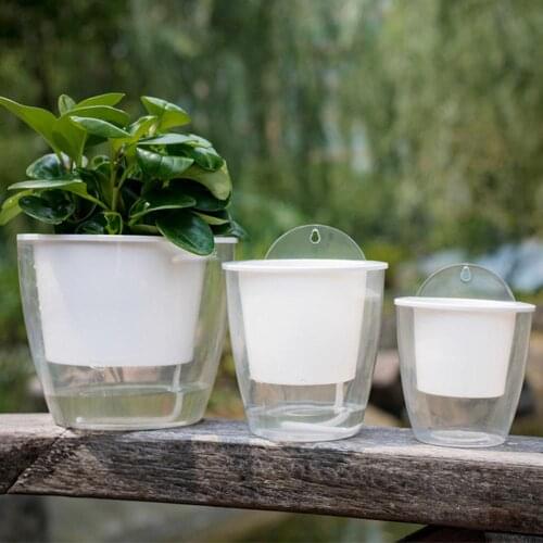 New Self Watering Flower Pot Wall Hanging Resin Plastic Round Planter Durable For Garden Balcony Home Garden Fountain