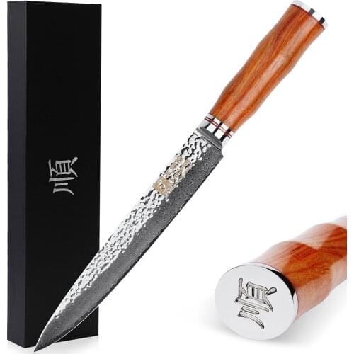Sunlong Sashimi knife 8 inch Sushi Knife Japanese VG10 Damascus Steel Fillet Knife Natural Rosewood Handle