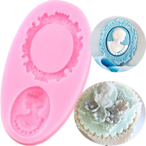Oval Cameo Oval Frame Fondant Mold Miniature Frame Silicone Mirror Sugar Fondant Cake Decorating Tools Baking Silicone Molds
