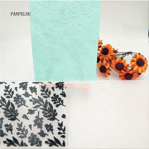 PANFELOU Leaves the wind Embossing folders Plastic For Scrapbooking DIY Template Fondant Cake Photo Album Card Making