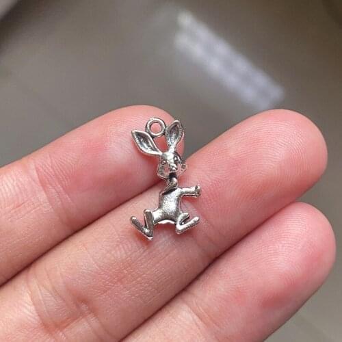 10pcs/Lot 19x11mm Cute Rabbit Charms Tibetan Silver Color Pendant Fit For Jewelry Making Handmade Accessories Crafts Wholesale