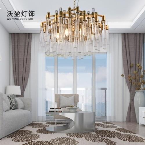 Postmodern creative glass rod crystal living room chandelier master bedroom dining room personality light luxury lamps