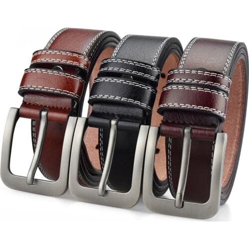 Faux Leather For Mens High Quality Buckle Jeans Cowskin Surface Belts Business Cowboy Waistband Male Fashion Designer 2021New