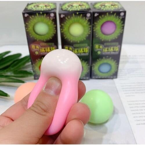 Hand Squeeze Toy Pinch Ball Glow At Dark Light Ball for Office Stress Relief Squeeze Luminous Sticky Sensory Fidget Dough Ball