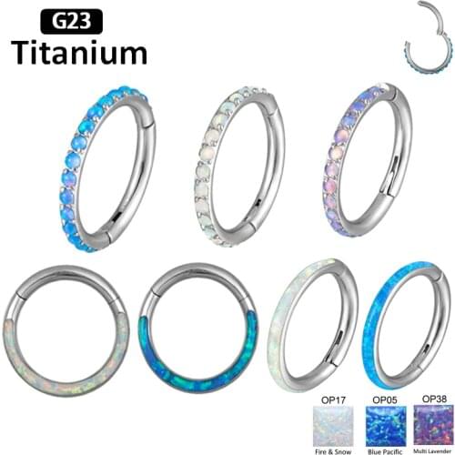 New G23 Titanium Piercing Women/man Earrings Opal Stone Hight Segment Rings Open Small Septum Noserings Earring Piercing Jewelry