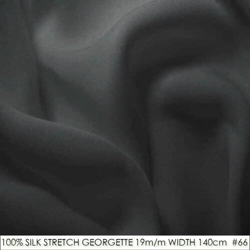 SILK STRETCH DOUBLE GEORGETTE 19mm Width55"-140cm Pure Silk Fabric for sewing Wedding Dress/Decoration in Classic Dim Gray 66