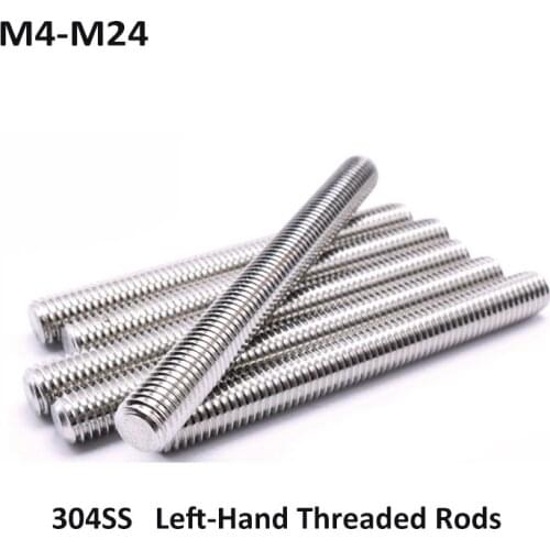 1Pcs 304 Stainless Steel Left-Hand Threaded Rods Anti-tooth Studding Screws Reverse Thread A2 Studs Bolts M4-M24