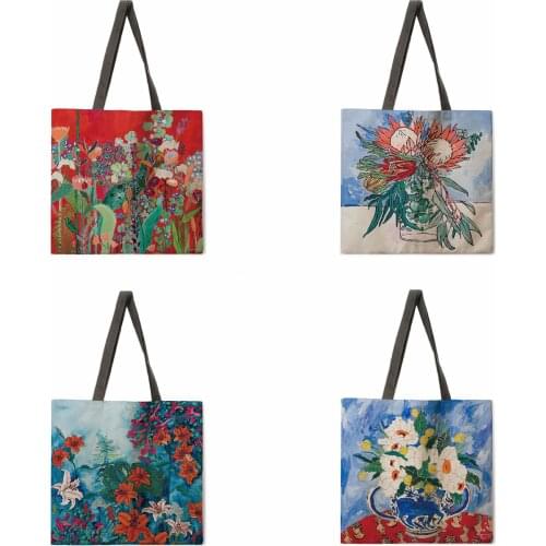 Art Oil Painting Printed Tote Bag Tote Bag Leisure Tote Bag Shoulder Bag Female Beach Bag Foldable Shopping Bag