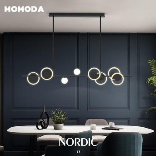 Nordic LED Chandeliers Lighting Modern Aluminum Acrylic Black Gold Circle Pendant Hanging Lamps Bedroom Living Room Lights