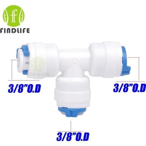 2 pcs 3/8"O.D Tube 3-way Union Tee Quick Connect Push Fit RO Water purifier Reverse Osmosis machine 706