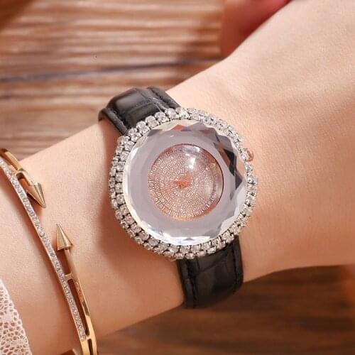 Women Quartz Watches Fashion Luxury Diamond Damenuhr Leather Band Wrist Watch Ladies Crystal Clock Gift Saat Reloj Mujer Relojes