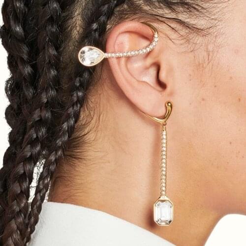 Origin Summer Exaggerated Shinning CZ Cubic Zircon Earrings for Women Gold Color Metal Twisted Long Tassel Clip Earrings Brincos