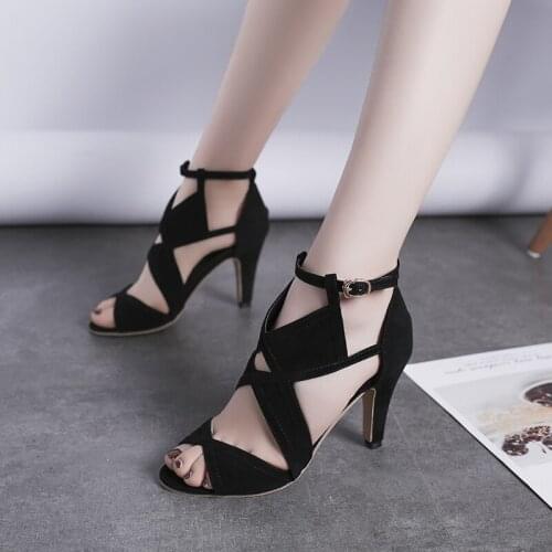 Women High Heel Gladiator Platform Sandals Summer Shoes Peep Toe Stitched Cut Out Footwear Thick With Big Size