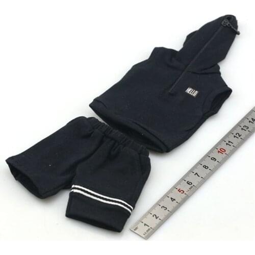 1/6 Scale Male Figure Accessory "HELLO" Sleeveless Vest Sweater Hooded Shorts Sports Suit Model for 12 inches Action Figure Body