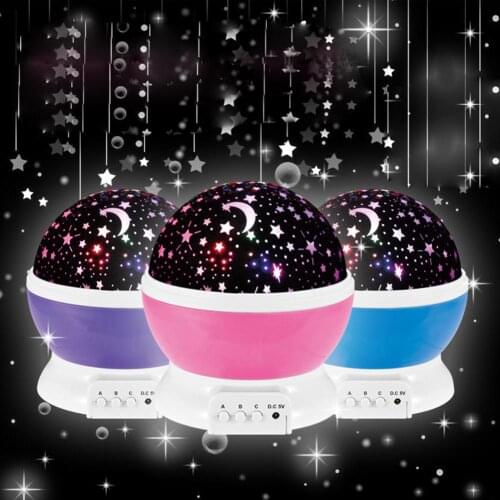 1PC Romantic LED Night Light Auto Rotating Cosmos Star Sky Moon Projector Lamp nightlight Kids Bedroom Decor Lighting DC 5V