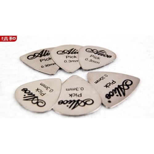 100pcs Alice Three Shapes Stainless Steel Metal Guitar Picks Plectrum 0.3mm