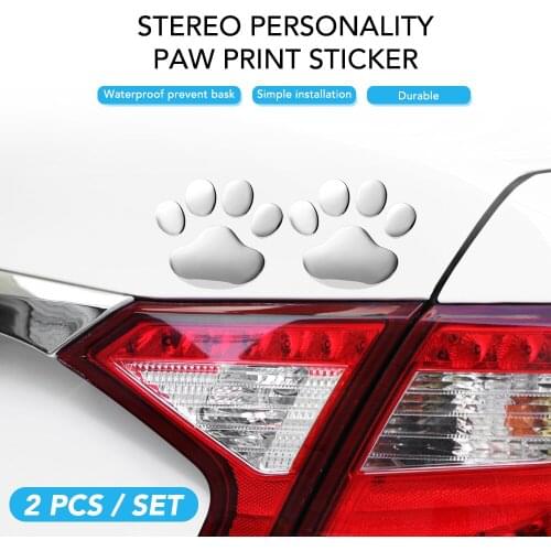 2Pcs/Set Car Sticker Cool Design Paw 3D Animal Dog Cat Bear Foot Prints Footprint Decal Car Stickers Silver Gold Red Accessories