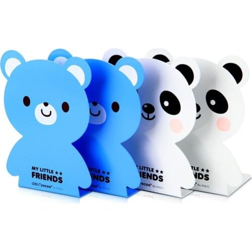 2 Pics/Lot Desk Book Organizer School Shelves For Books Holder Stand Metal Bookends Iron Cute Cartoon Animal