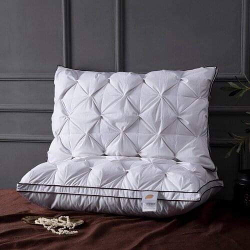 2pcs Feather Pillow Filling 95% Goose Down 100% Cotton Cover Hotel Bed Pillows For Sleeping 19*29*7inch