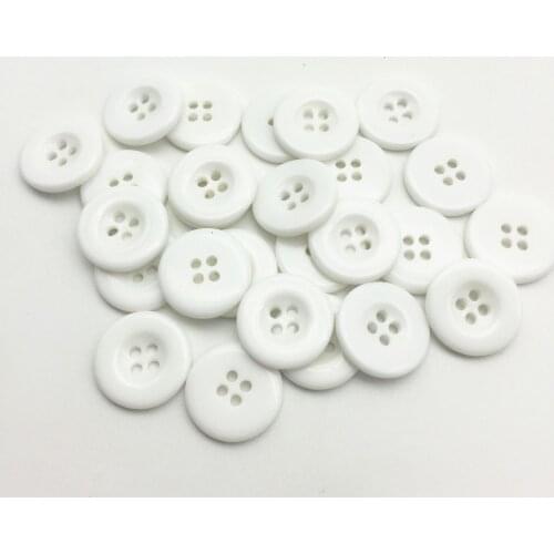 200pcs 4 Holes White Resin Buttons 18mm Embellishments Scrapbooking Crafts Fancy DIY Button Sewing Accessories