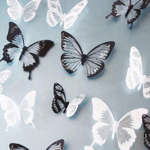 18pcs/lot 3d Effect Crystal Butterflies Wall Sticker Beautiful Butterfly for Kids Room Wall Decals Home Decoration on The Wall