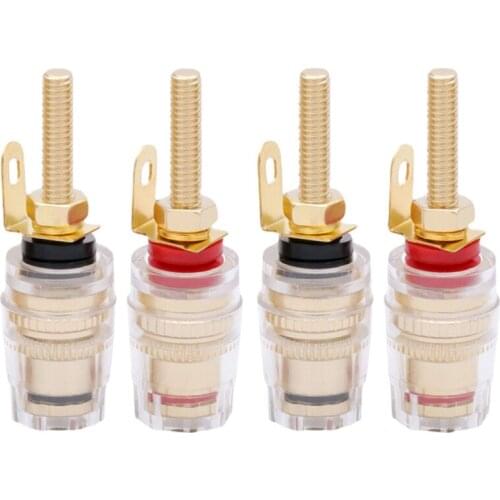4PCS 4MM Binding Post HIFI Cable Terminals Gold Plated, Red+Black Color Binding Post Amplifier Speaker Connector