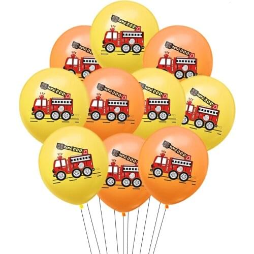 10pcs/lot 12inch Fire Truck Latex Balloons Birthday Balloons Baby Shower Happy Birthday Party Decorations kids Toys Gifts