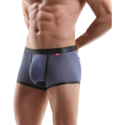 Mens Sexy Underwear Transparent Boxer Shorts Penis Pouch Trunks Gay Exotic Jockstraps Breathable Sheer Mesh Solid Underpants