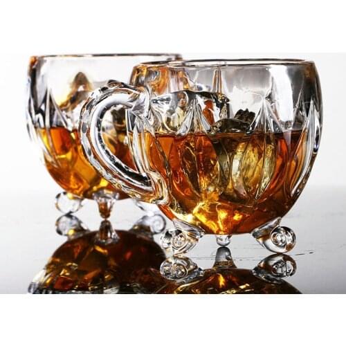 European Crystal style retro heat glass coffee cup fashion ladies milk/tea/ Juice cup engraved flower glass mug
